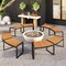 Natural Black Acacia Wood Metal Outdoor Curved Backless Garden Bench